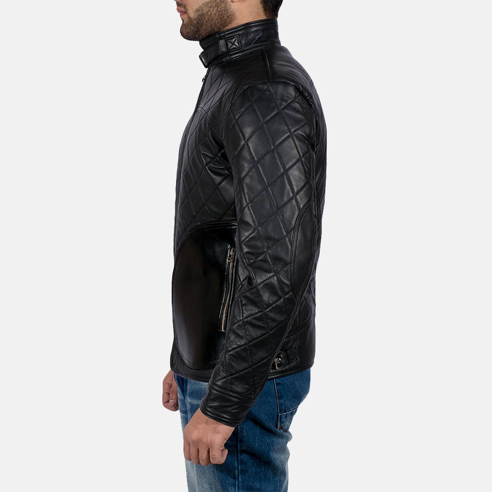Men's Stitched Detail Leather Jacket