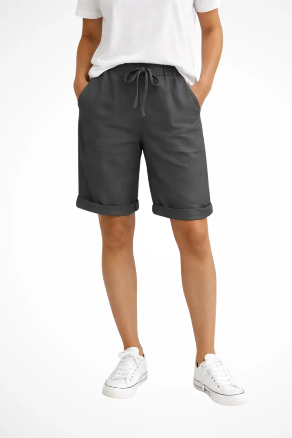  Relaxed Fit Linen Bermuda Shorts