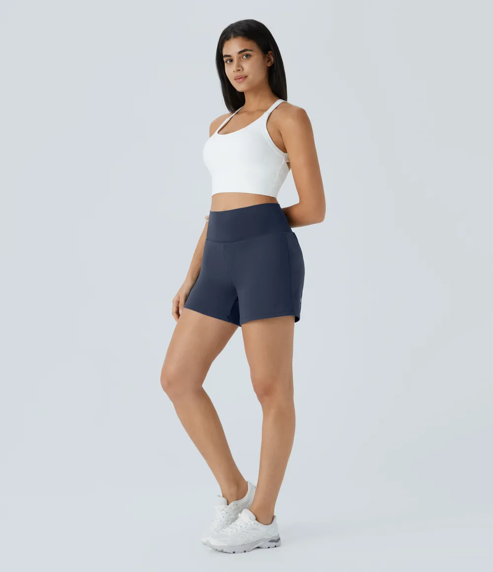 2026🔥 UK Super High Waisted Back Pocket & Side Hidden Pocket 2-in-1 Yoga Shorts