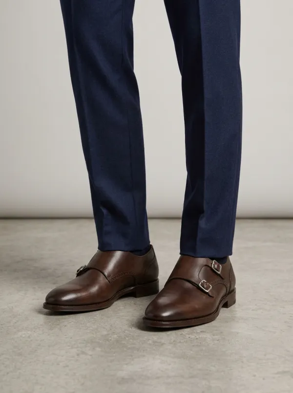 Men's Business Formal Leather Double Monk Strap Shoes