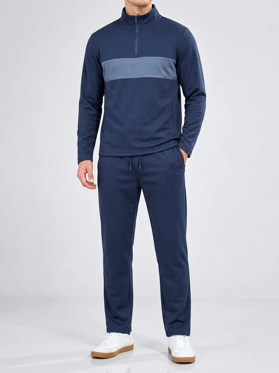 Men's Effortless Quarter Zip Colorblock Tracksuit