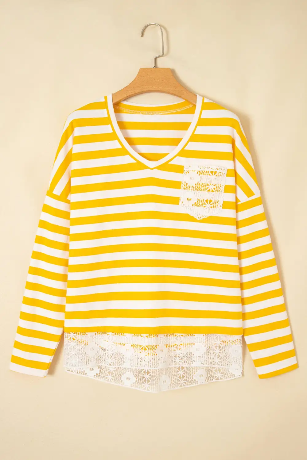 Striped V Neck Long Sleeve Top
