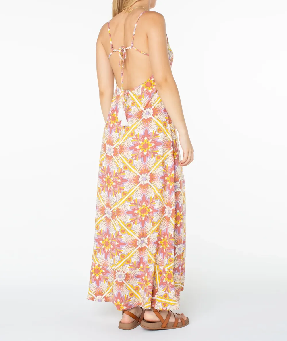 Floral-Patterned Strapless Backless Dress
