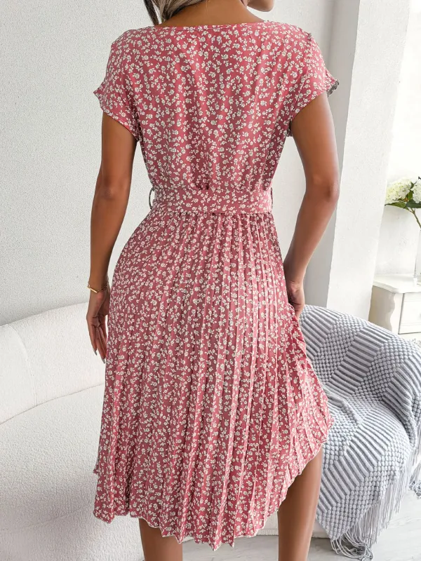 Soft Pleated Floral Dress