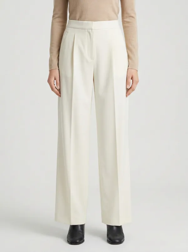 Relaxed Profile Pleated Wide-Leg Trousers