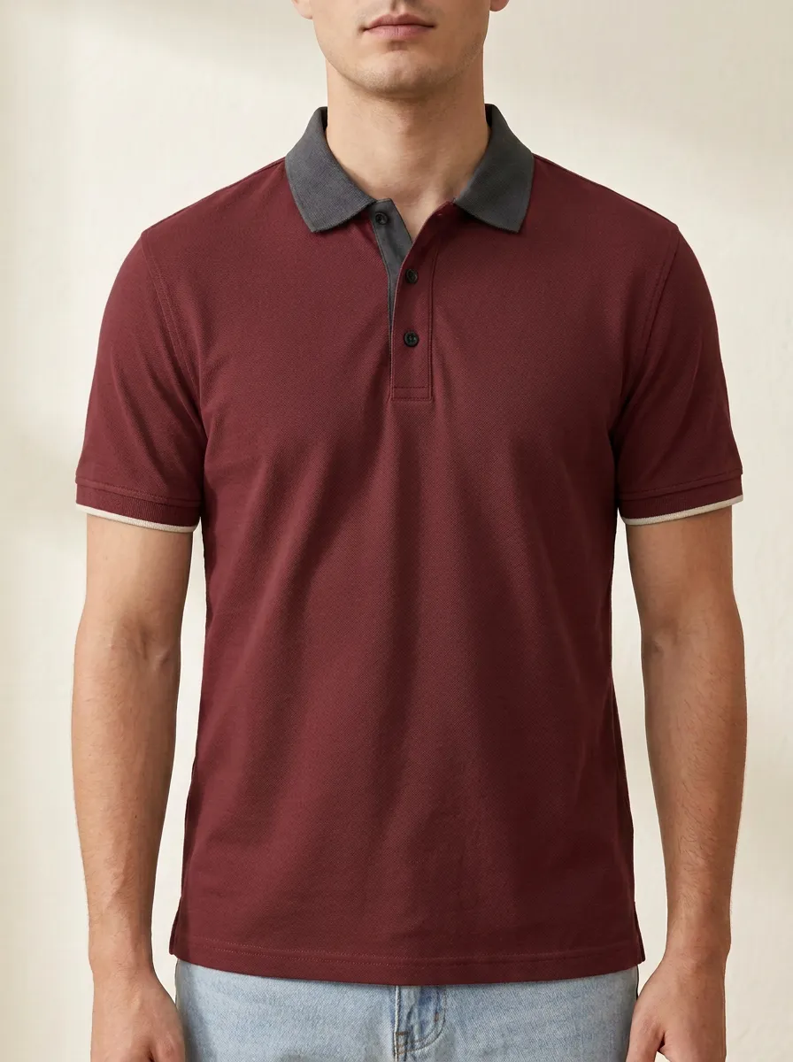 Men's Versatile Comfort Contrast Collar Polo Shirt