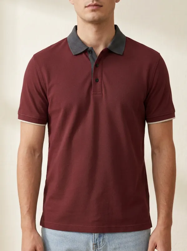Men's Versatile Comfort Contrast Collar Polo Shirt