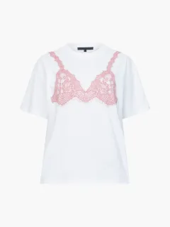 Sexy Lace Pattern Round Neck Short Sleeves