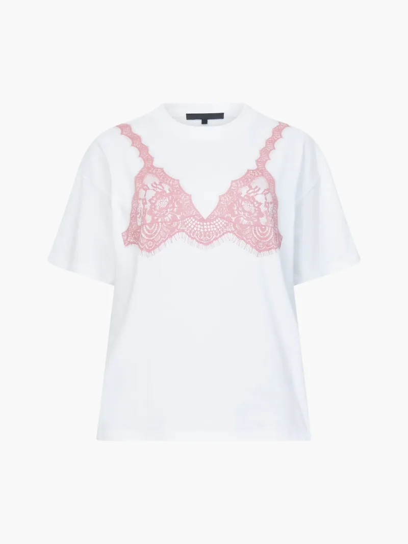 Sexy Lace Pattern Round Neck Short Sleeves