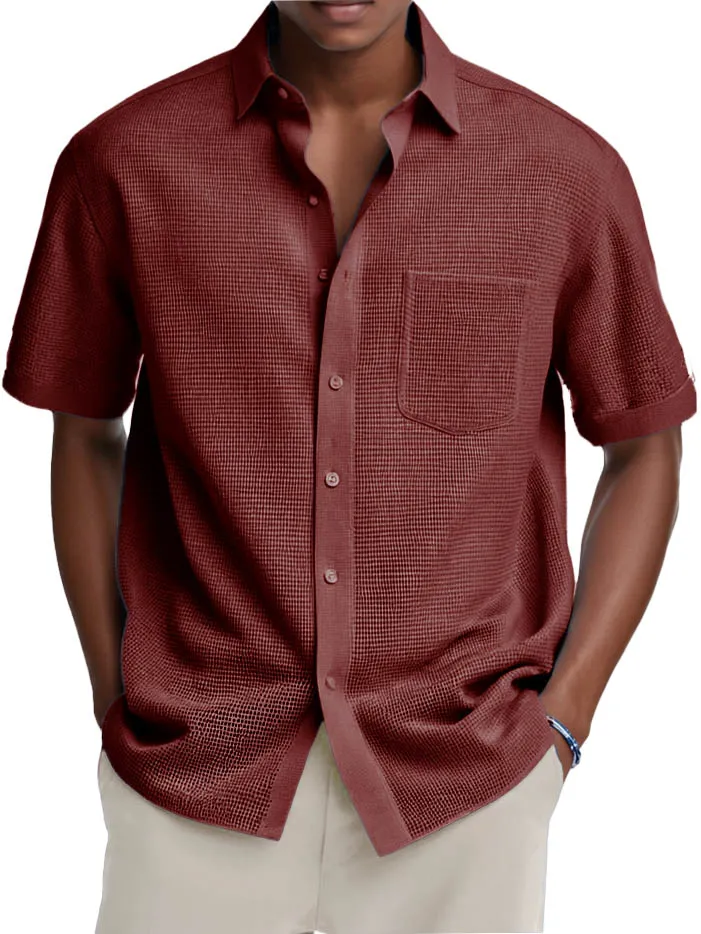 Everyday Textured Knit Pocket Shirt