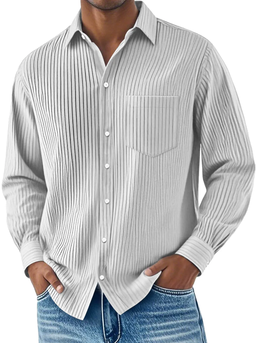 Everyday Ribbed Knit Camp Collar Shirt