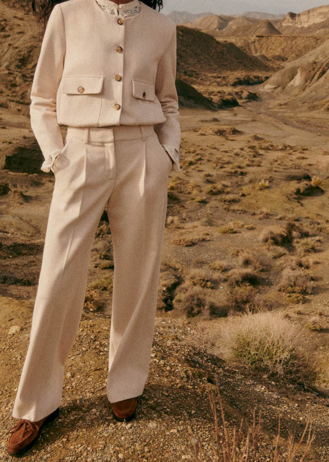 Low-Rise Flat-Pleated Trousers