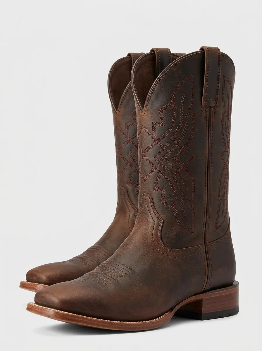 Frontier Heritage Embroidered Prairie Trail Look Men's Western Cowboy Boots