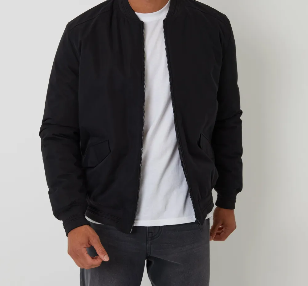Men's Black Padded Bomber Jacket