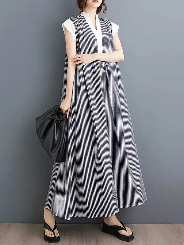 Loose Buttoned Sleeve Shirt Maxi Dress