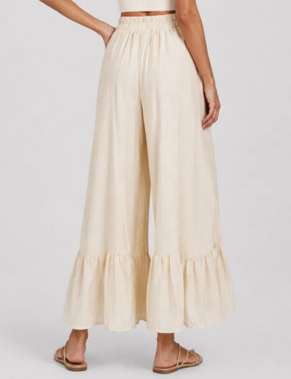 Elastic Waist Ruffle Wide Leg Pants