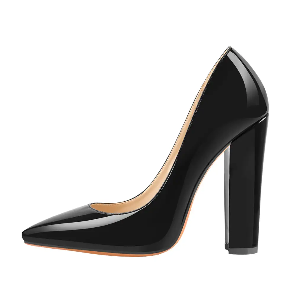 Modern Pointed Toe Chunky Heel Pumps