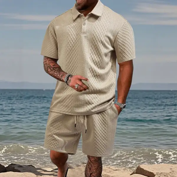 Jacquard Short Sleeve Slim Fit Polo Shirt