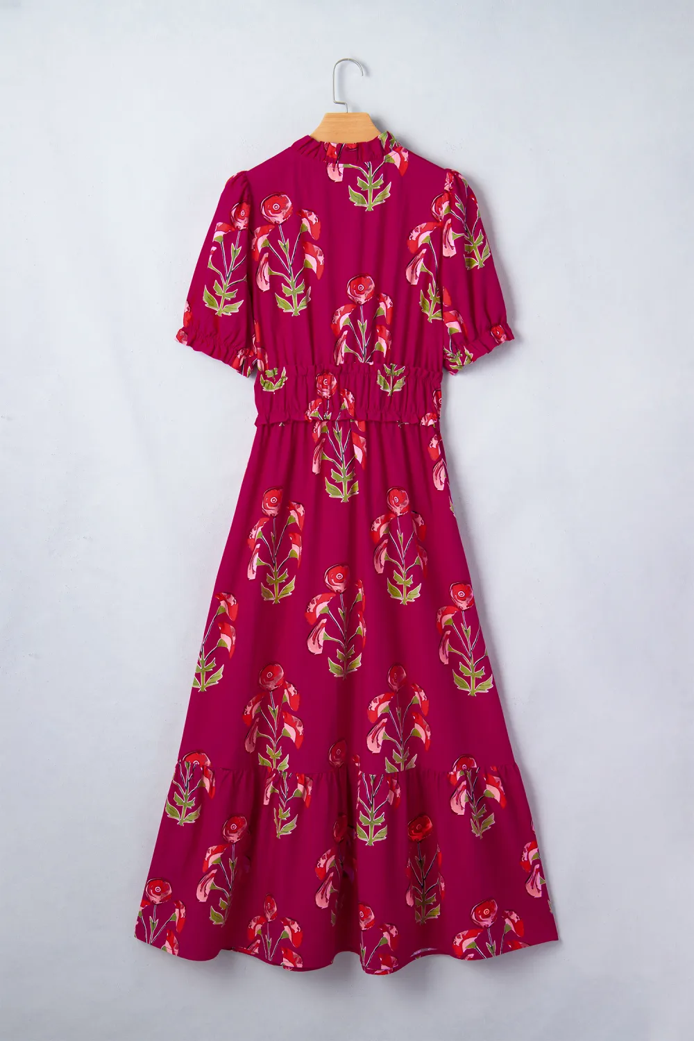 Red Floral Ruffle Maxi Dress