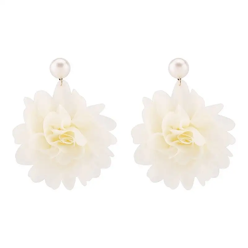 Modern Floral Pearl Statement Earrings