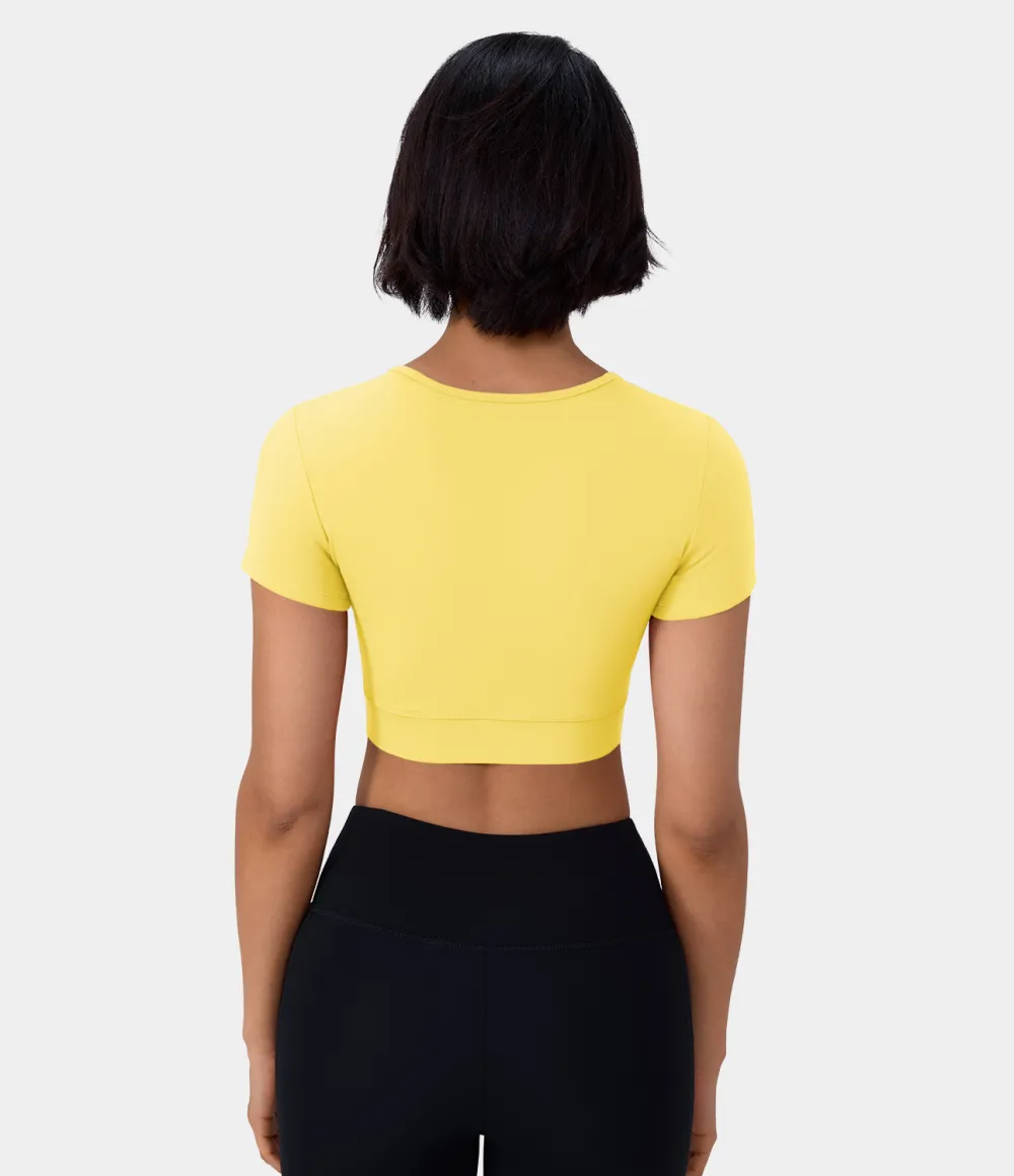 Softlyzero Plush Crossover Hem Cropped Sports Top