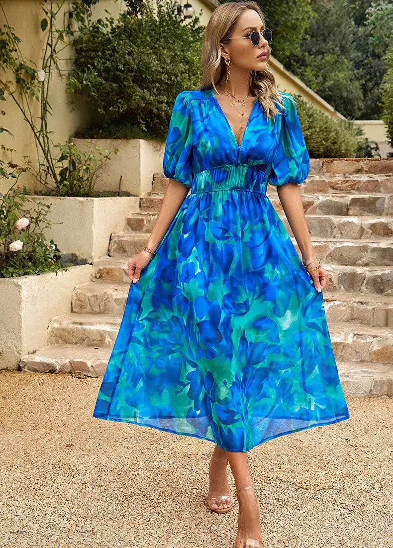 Elena Flowy Floral Midi Dress