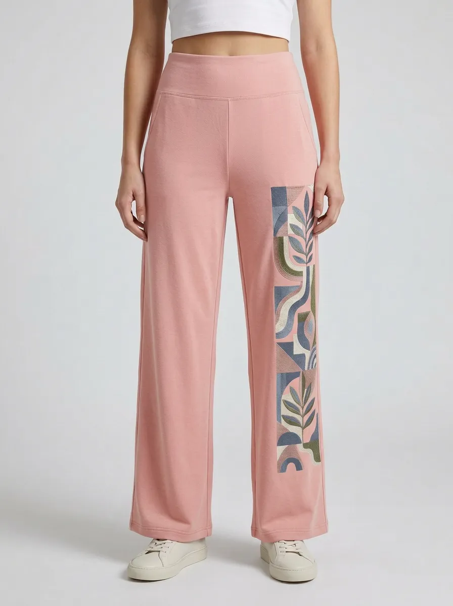 Women's Abstract Botanical Geometric Graphic Wide Leg Pants