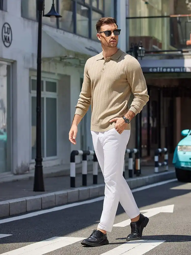 Casual Knit Polo Sweater Hoodie