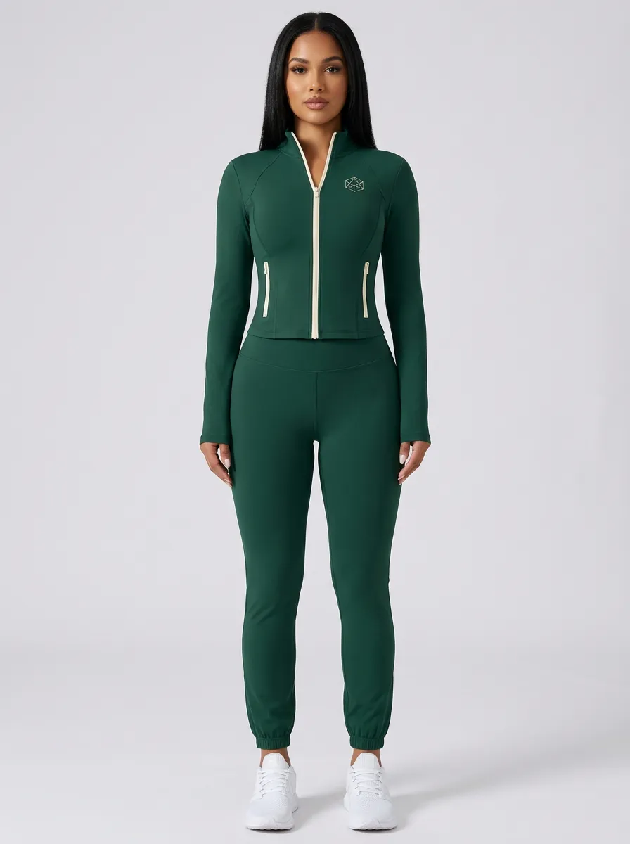 Women's Geometric Track Jacket & Joggers Set