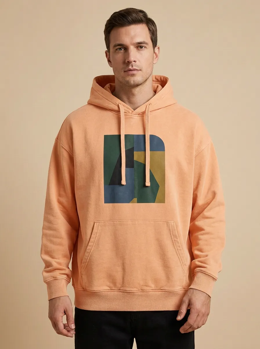 Men's Distinctive Geometric Abstract Art Print Hoodie