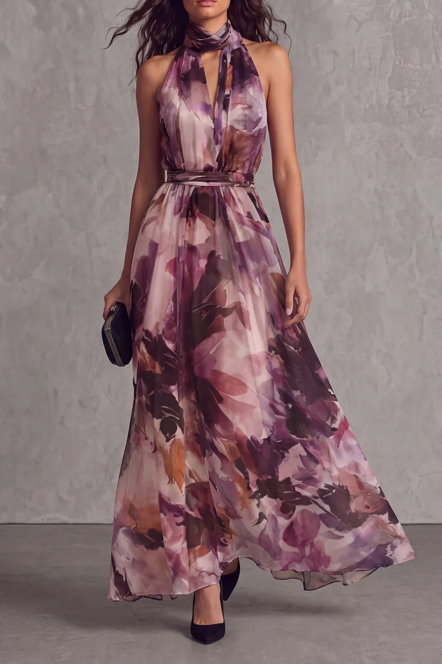 Classic High Neck Cutout Maxi Dress