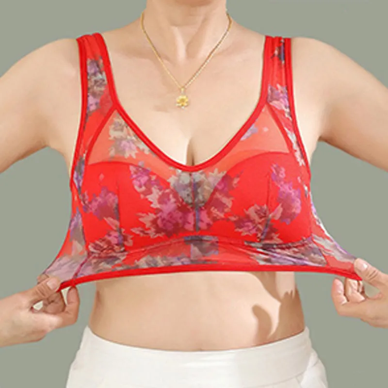 Mesh Wireless Bra Flower Bra