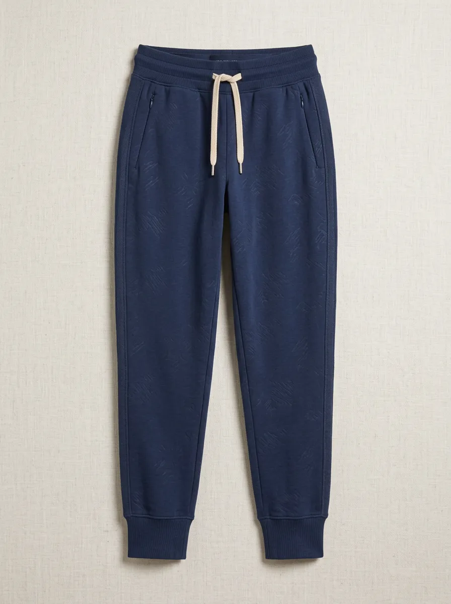 Women's Navy Blue Textured Pattern Printed Joggers