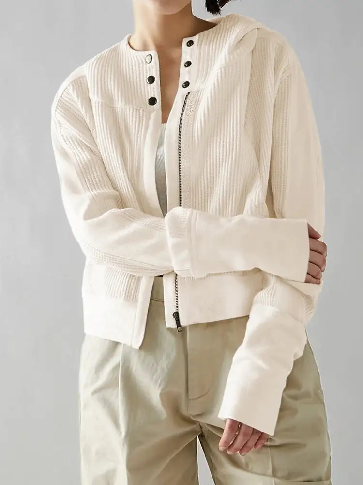 Textured Waffle Knit Jacket