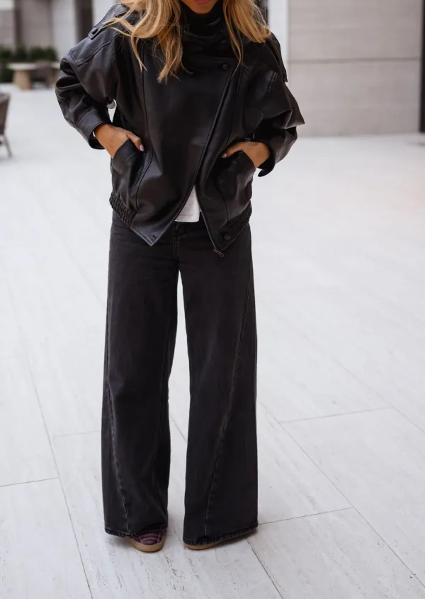 Sleek Faux Leather Jacket