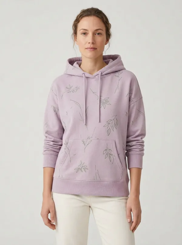 Women's Classic Botanical Line Art Leaf Nature Inspired Graphic Hoodie