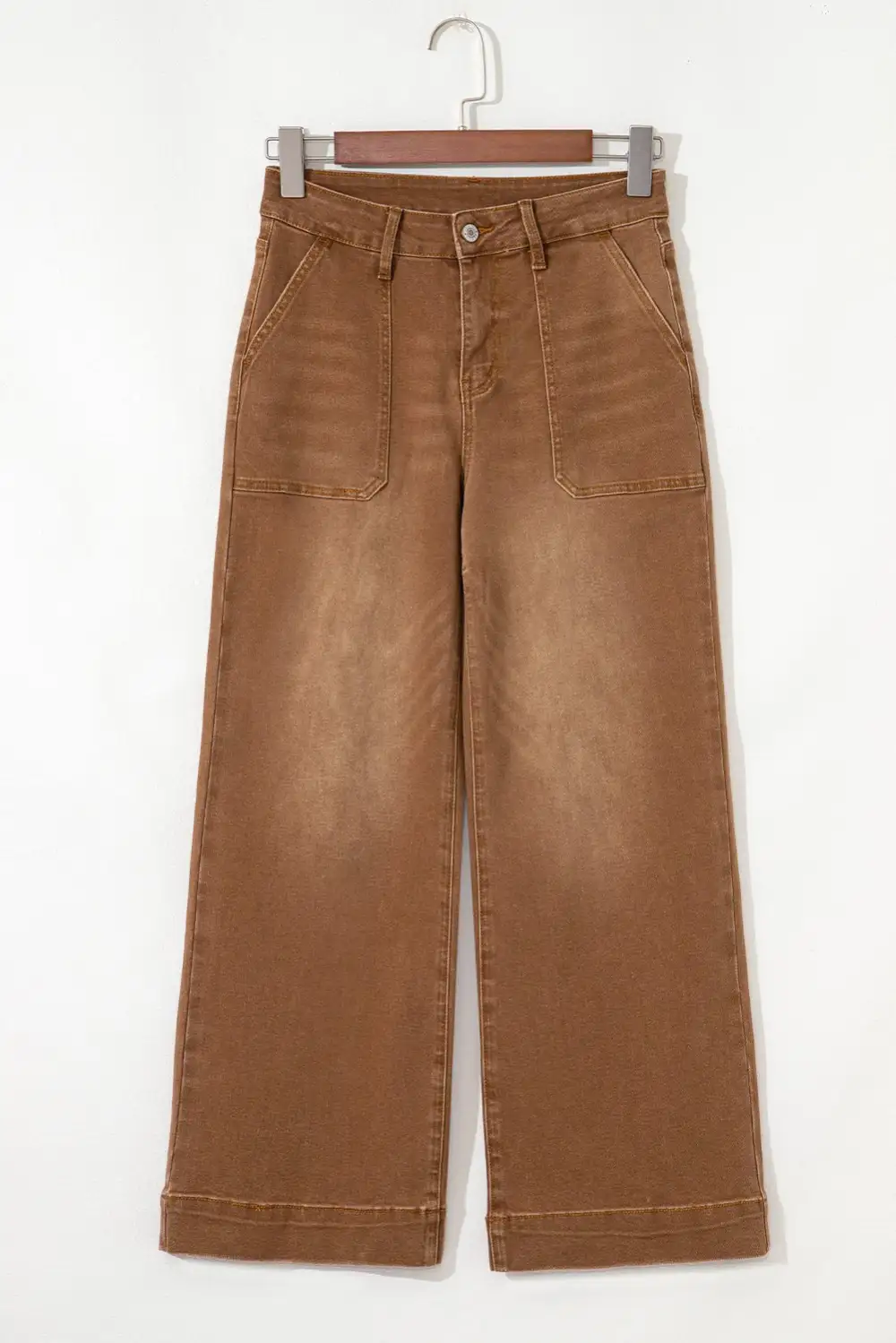 Relaxed High Waist Wide Leg Cropped Pocketed Casual Jeans