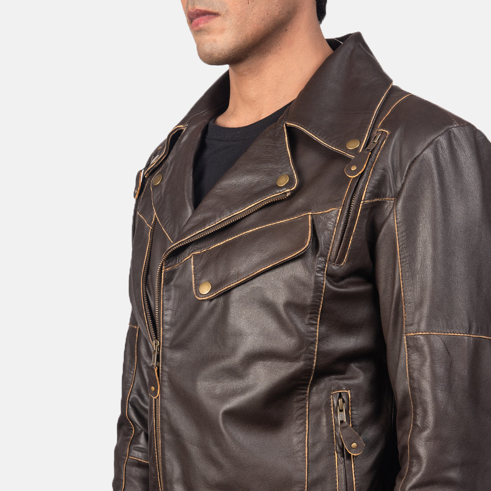Men's Classic Layered Biker Leather Jacket