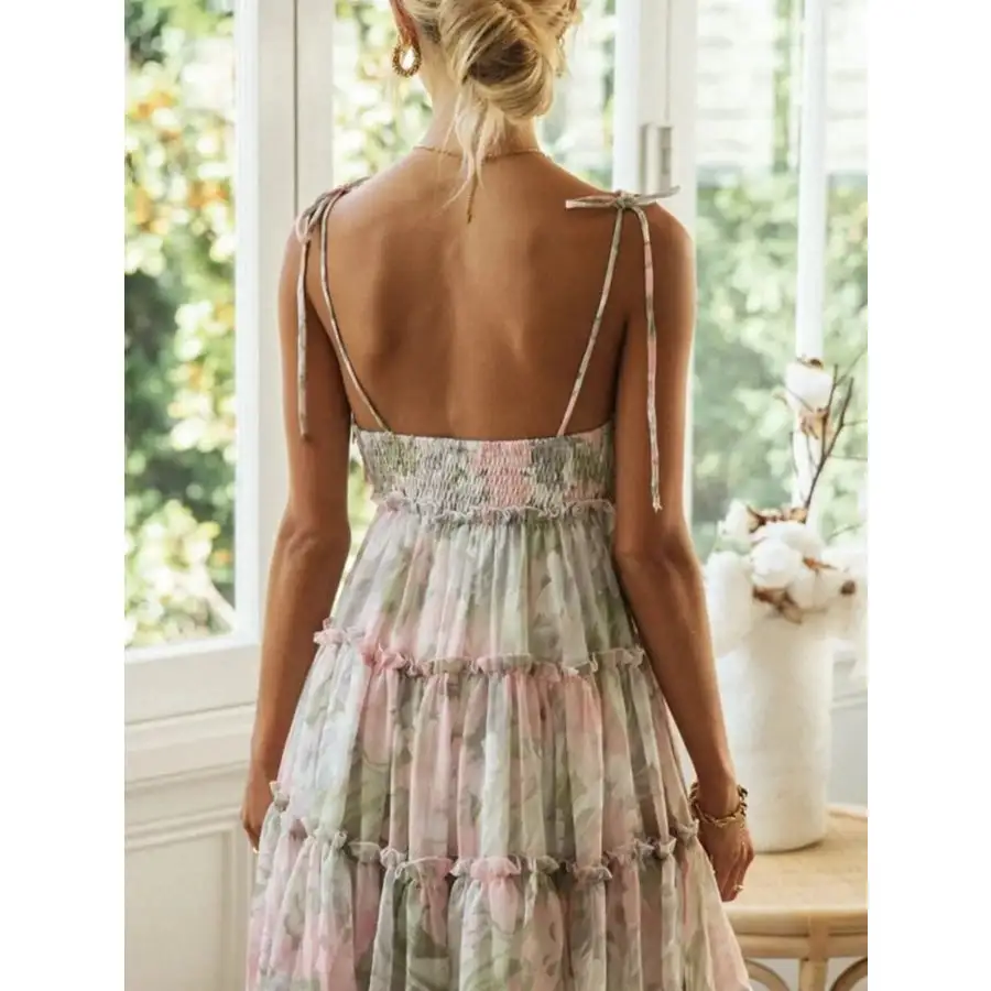 Tie-Strap Tiered Mini Dress