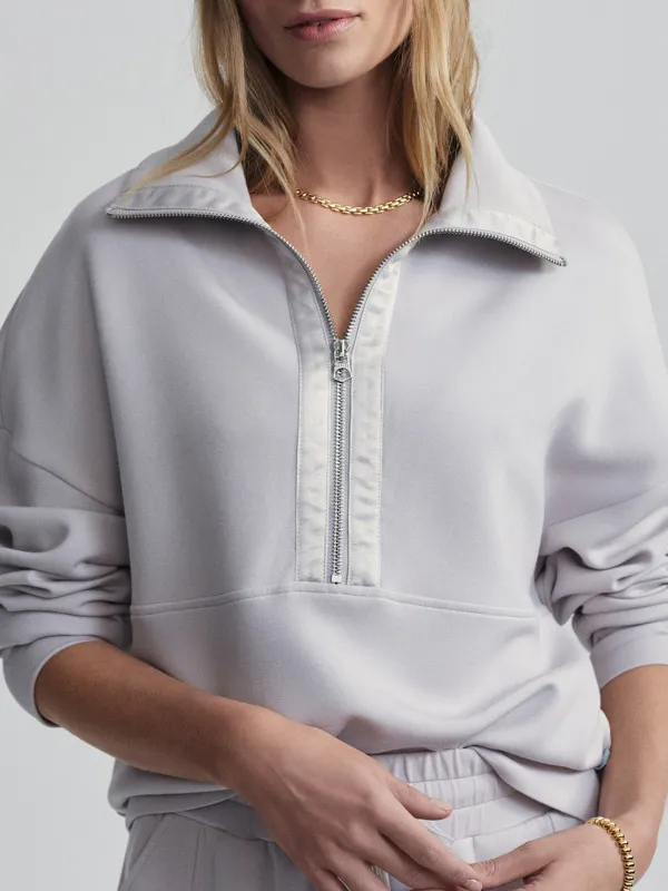 Chic Quarter-Zip Wide-Collar Loose Sweatshirt