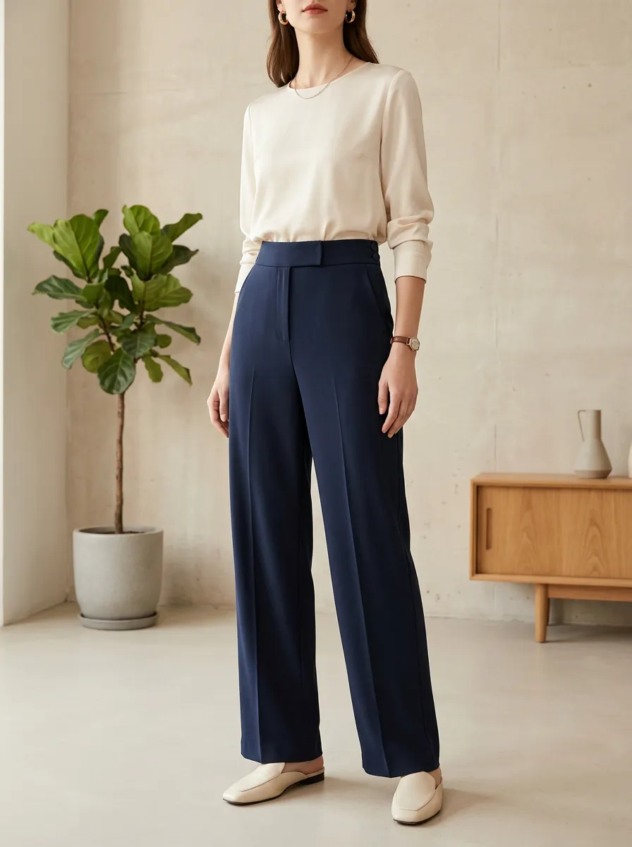 High-Waist Tailored Women's Wide-Leg Trousers