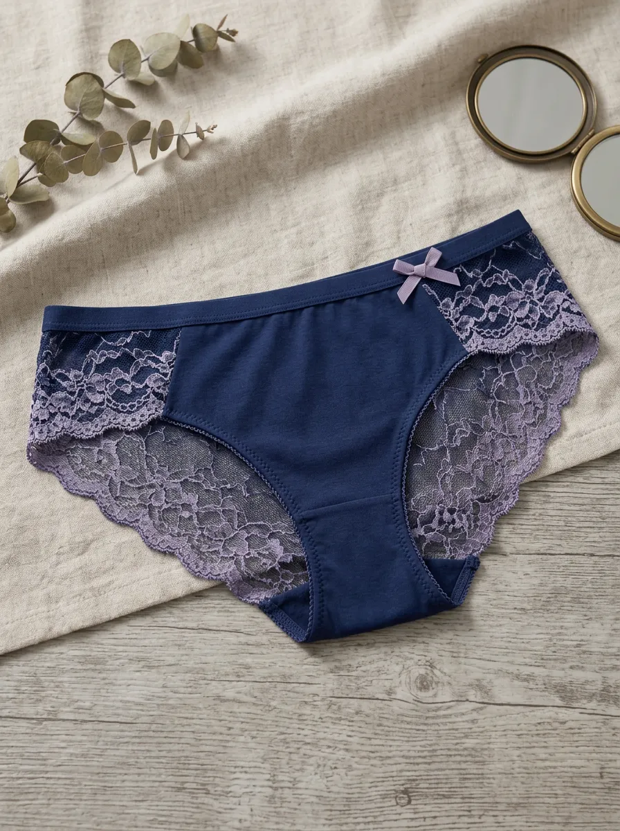 Women's Classic Floral Lace Trim Bowknot Panties