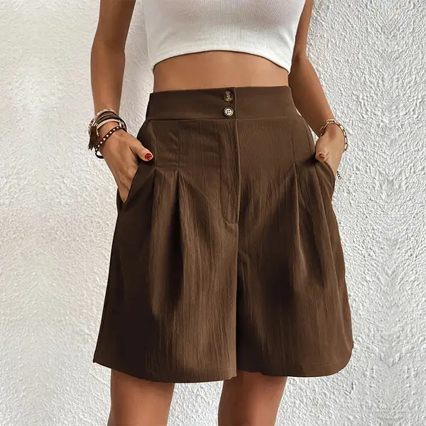  High Waist Pleated Shorts