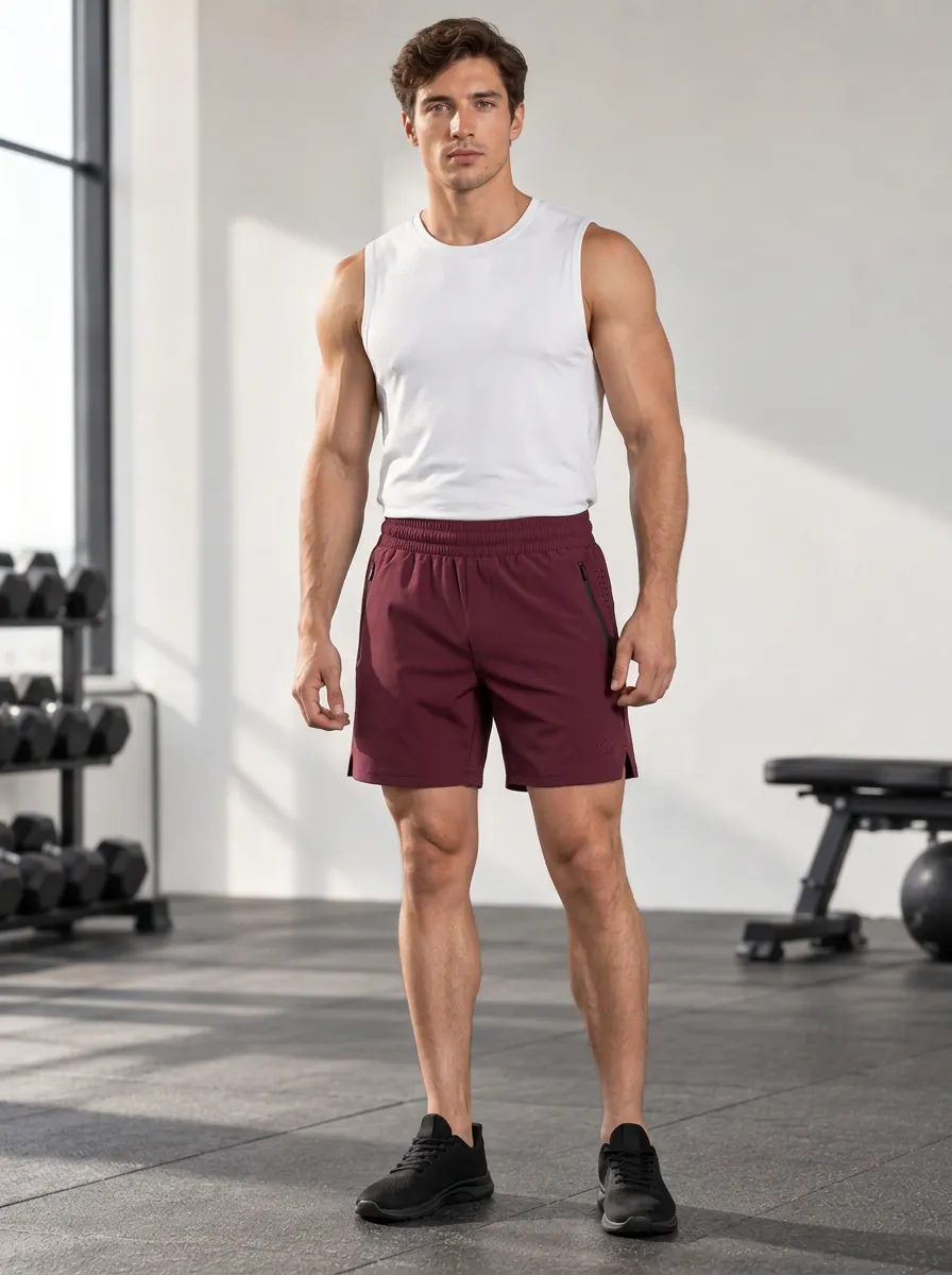 Men's Sleek Zipper Pocket Gym Shorts