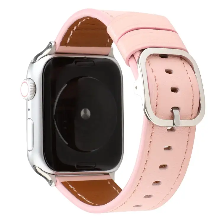 Buckle Genuine Leather Strap Watch Band for Watch Series 7 41 mm / 6 & SE & 5 & 4 40 mm / 3 & 2 & 1 38 mm - Pink