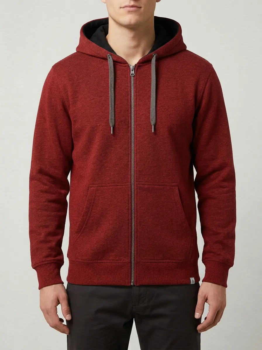 Everyday Zip-Up Solid Layering Style Men's Hoodie