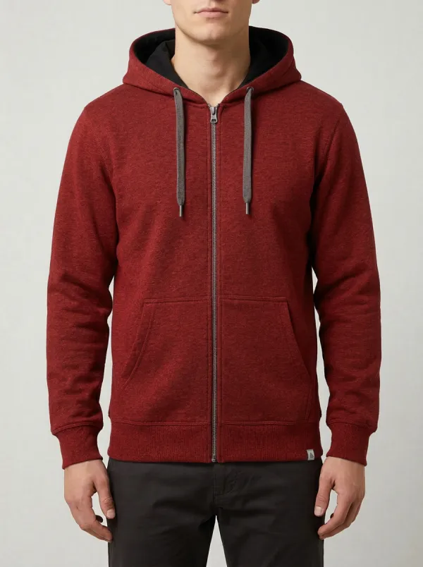 Everyday Zip-Up Solid Layering Style Men's Hoodie