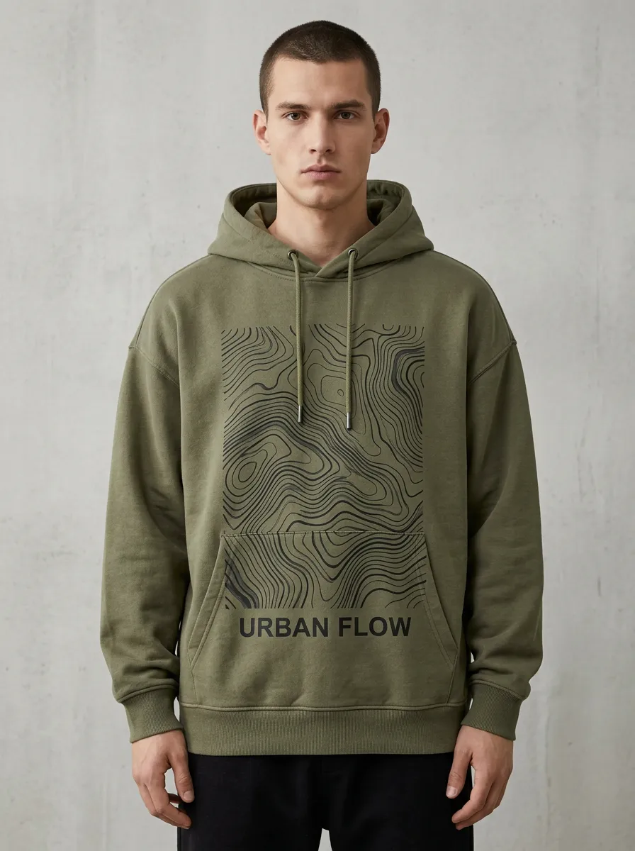 Casual Topographic Men's Graphic Hoodie