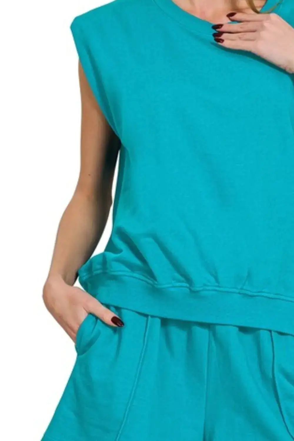 French Terry Sleeveless Top & Shorts Set