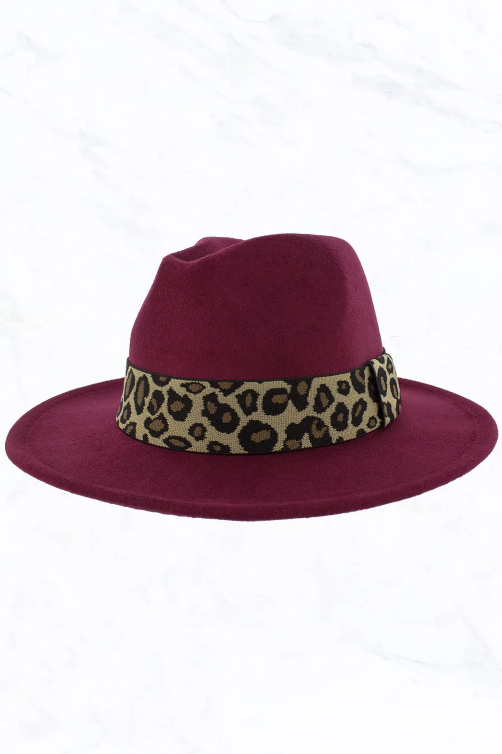 Retro Flat Big Brim Fedora Jazz Hat Wide Leopard Belt